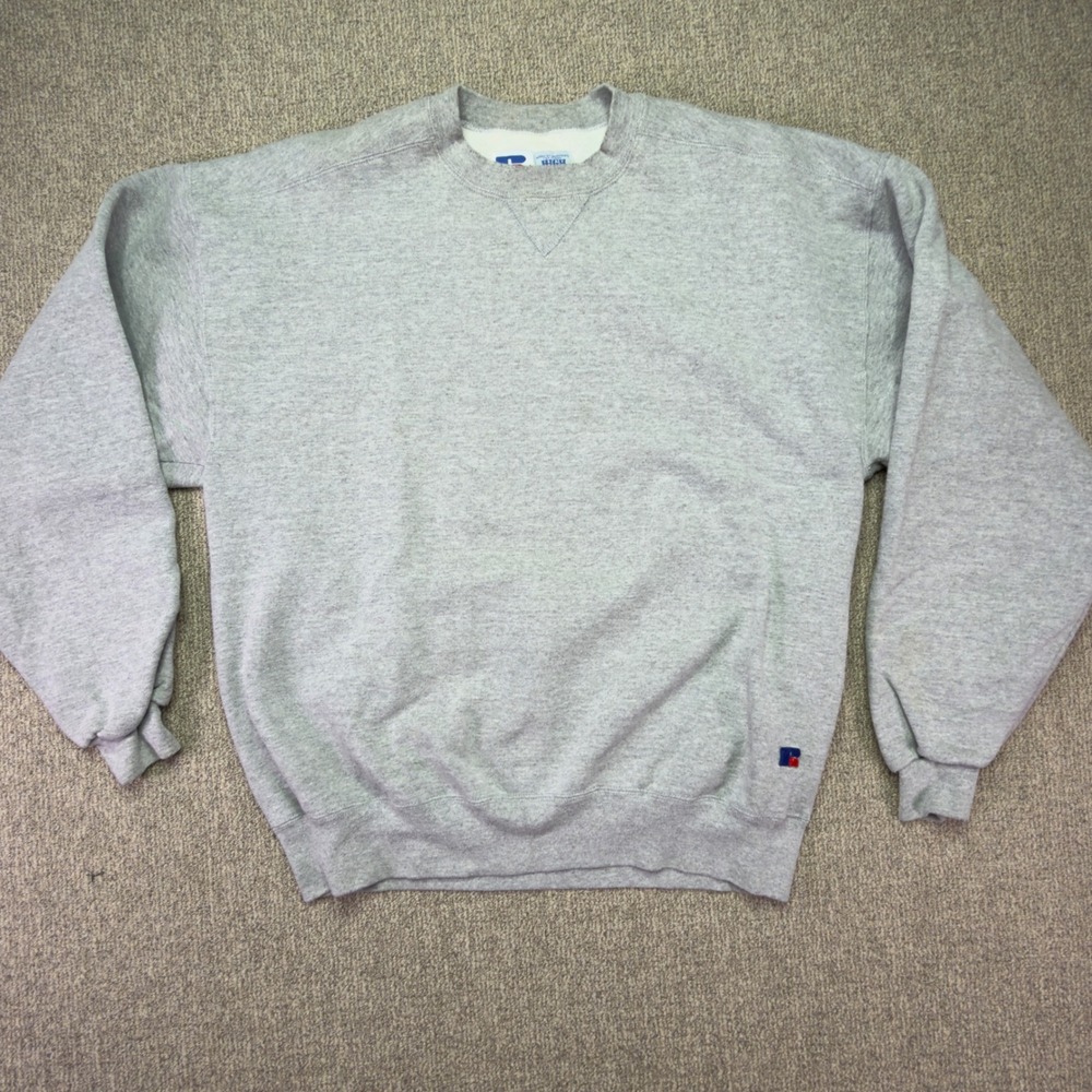 Vintage 90s Russell Athletic High Cotton Gray Crewneck Sweatshirt Men XL USA